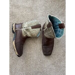 Corral Men's Brown Leather Embroidered‎ Square Toe Western Work Boots Size 10M